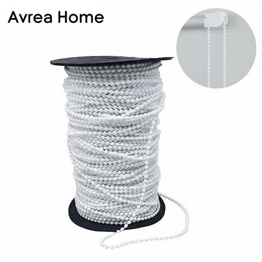 Roller blind beaded chain cord white plastic bead part - Sold per metre