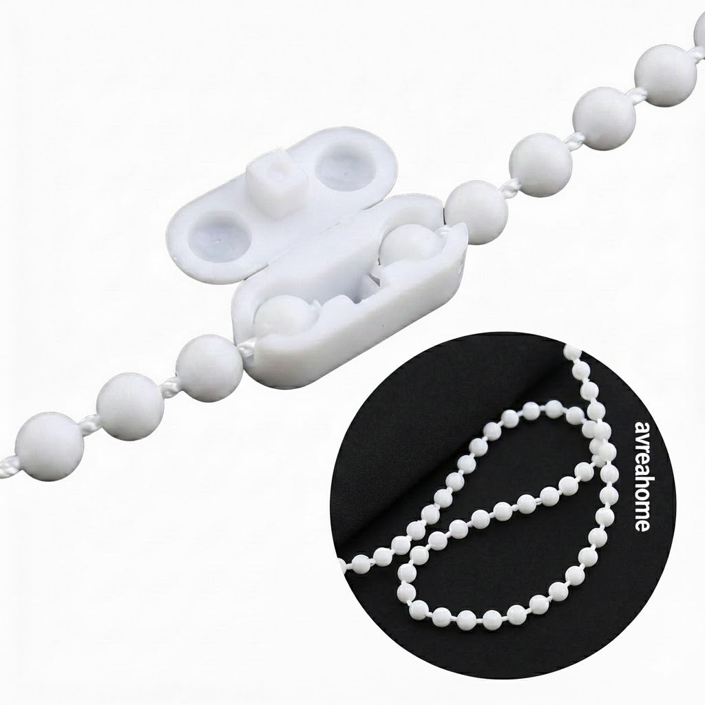 Roller Blind Chain White Plastic 4.5mm Bead Chain – Blind Cord Replacement Set