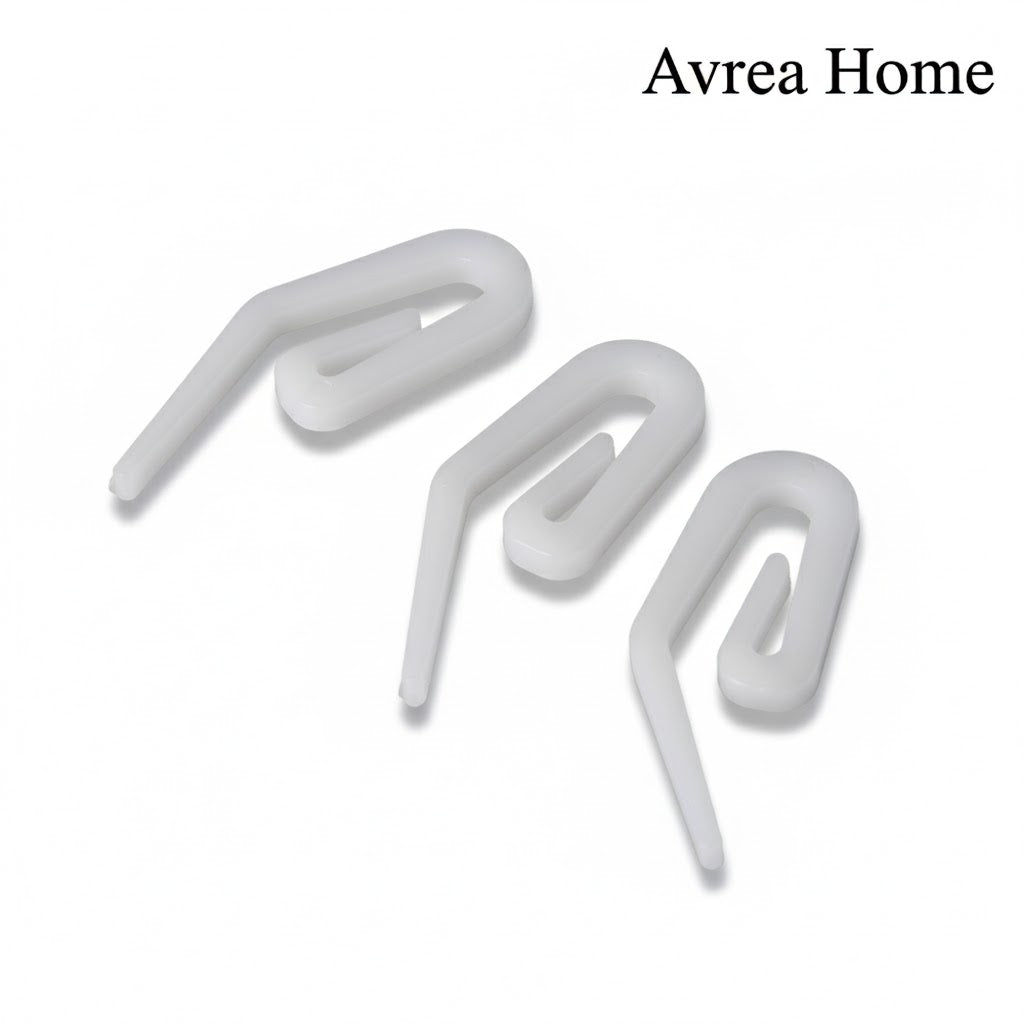 CURTAIN HOOKS FOR RING HEADER TAPE WHITE PLASTIC NYLON HOOK UK STANDARD SIZE