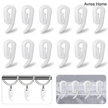 CURTAIN HOOKS FOR RING HEADER TAPE WHITE PLASTIC NYLON HOOK UK STANDARD SIZE